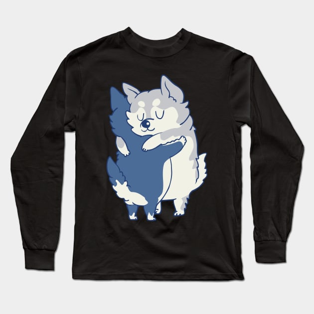 Husky Hugs Long Sleeve T-Shirt by huebucket